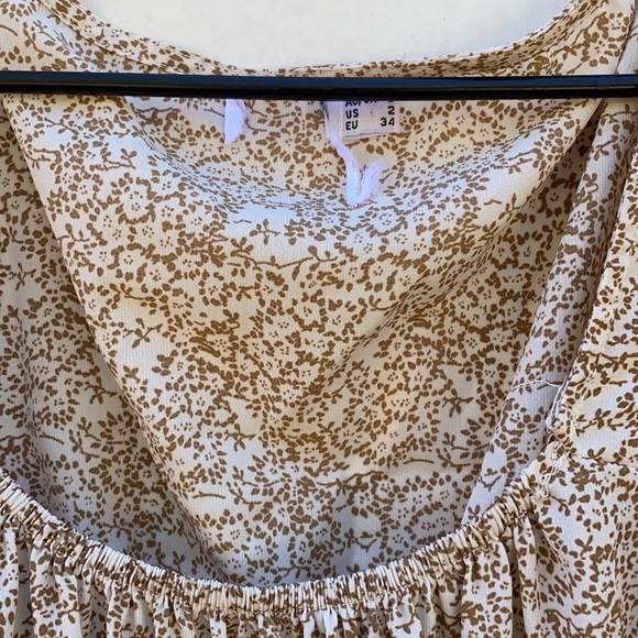 Princess Polly Womens Size 2 Devante tan floral long sleeve mini dress NWOT👇🏼 - Picture 7 of 8